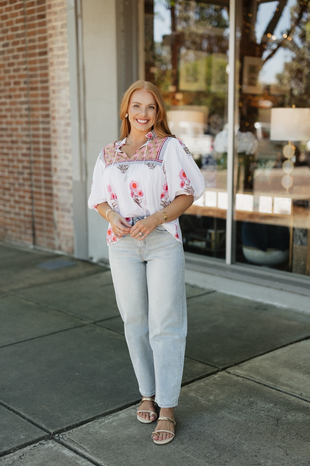 Taryn Puff Sleeve Floral Tassel Top (XS-XL)