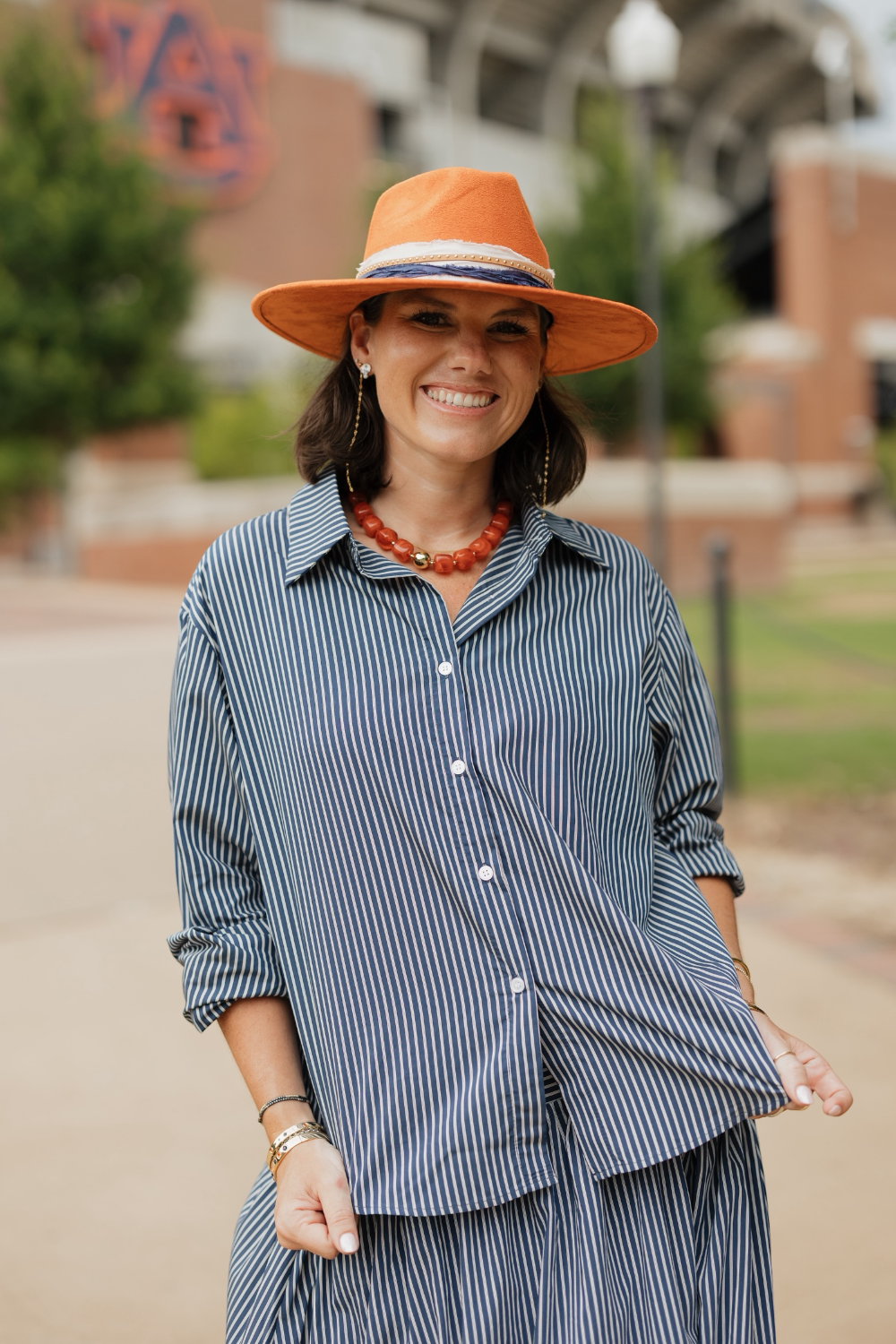 Palmer Navy Stripe Button Down Blouse (XS-XL)
