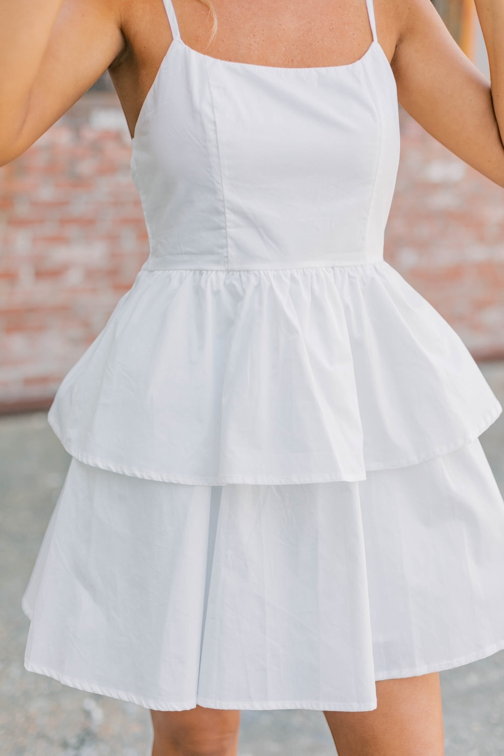 The Rina White Poplin Mini Dress