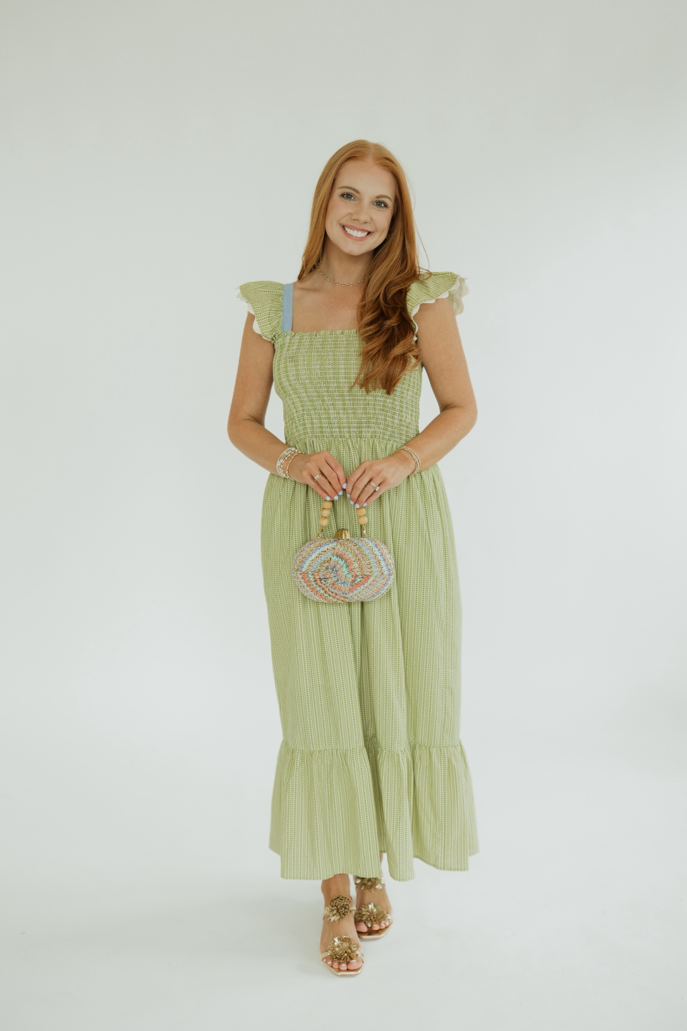 Taylor Green Smocked Tiered Midi Dress (XS-XL)
