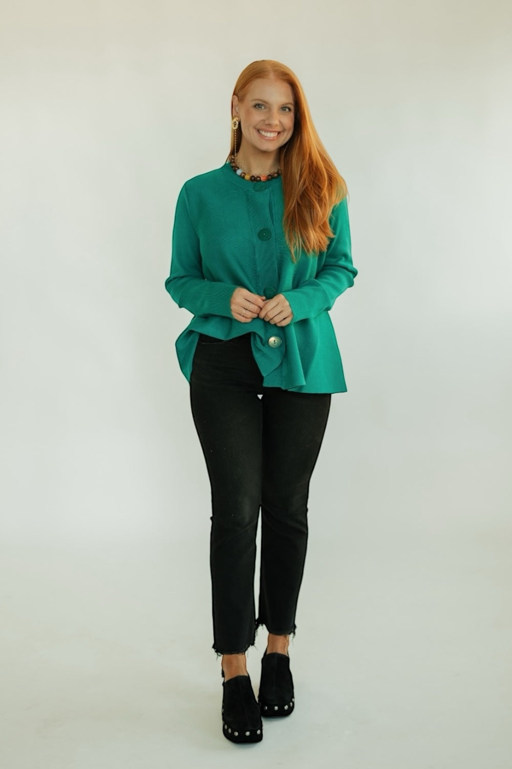 Teal Flared Knit Cardigan (S-XL)