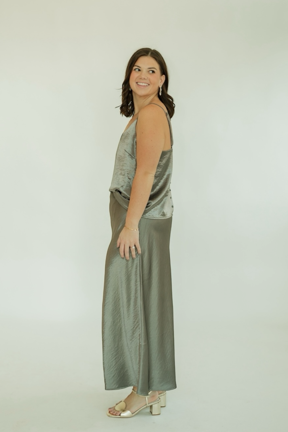 Barbara Pewter Satin Skirt