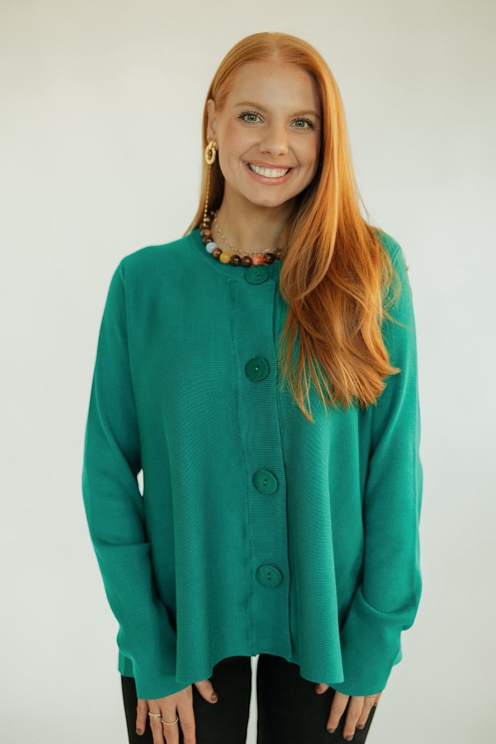 Teal Flared Knit Cardigan (S-XL)