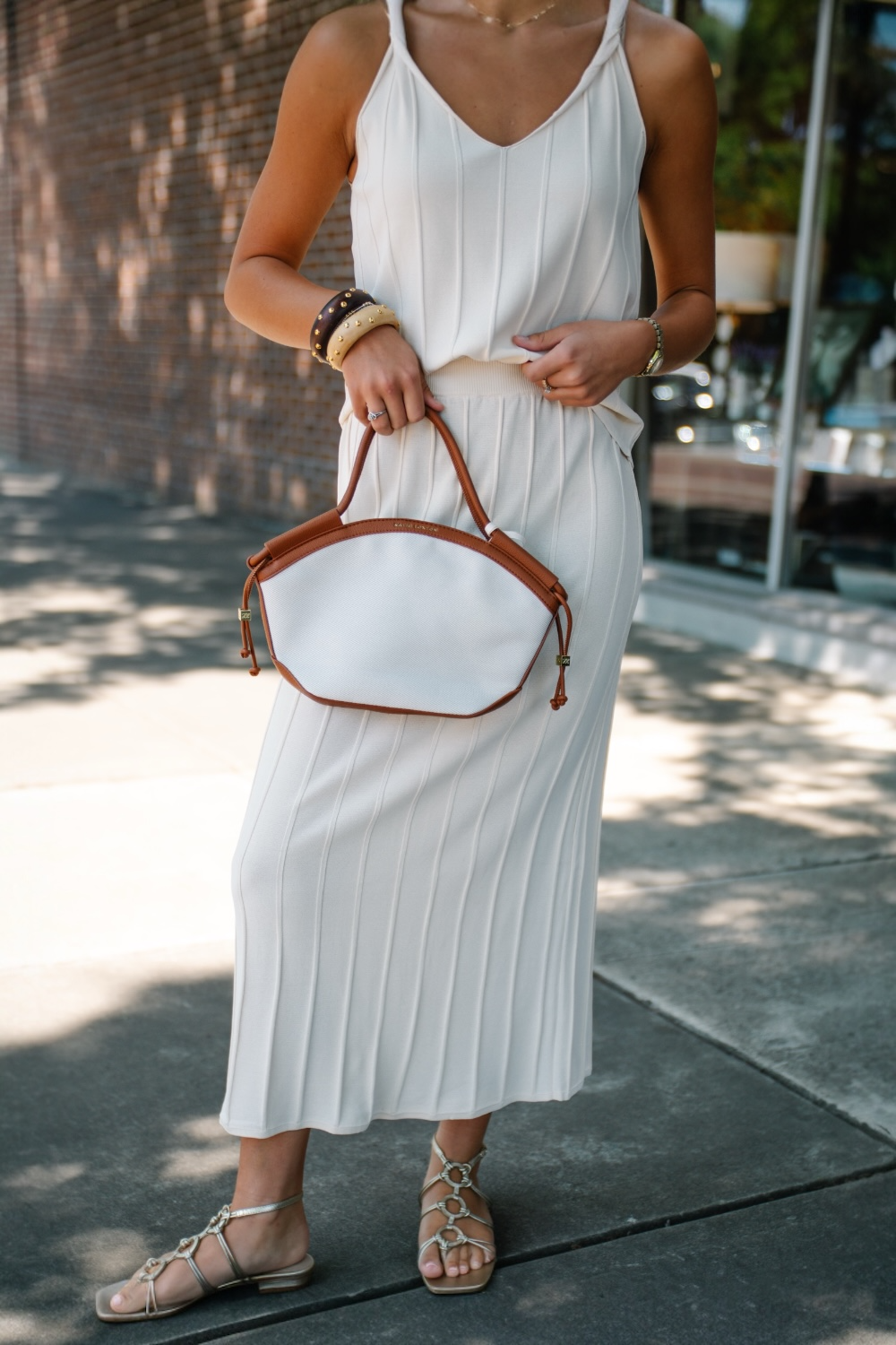 Riley Panel Beige Midi Skirt
