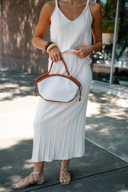Riley Panel Beige Midi Skirt