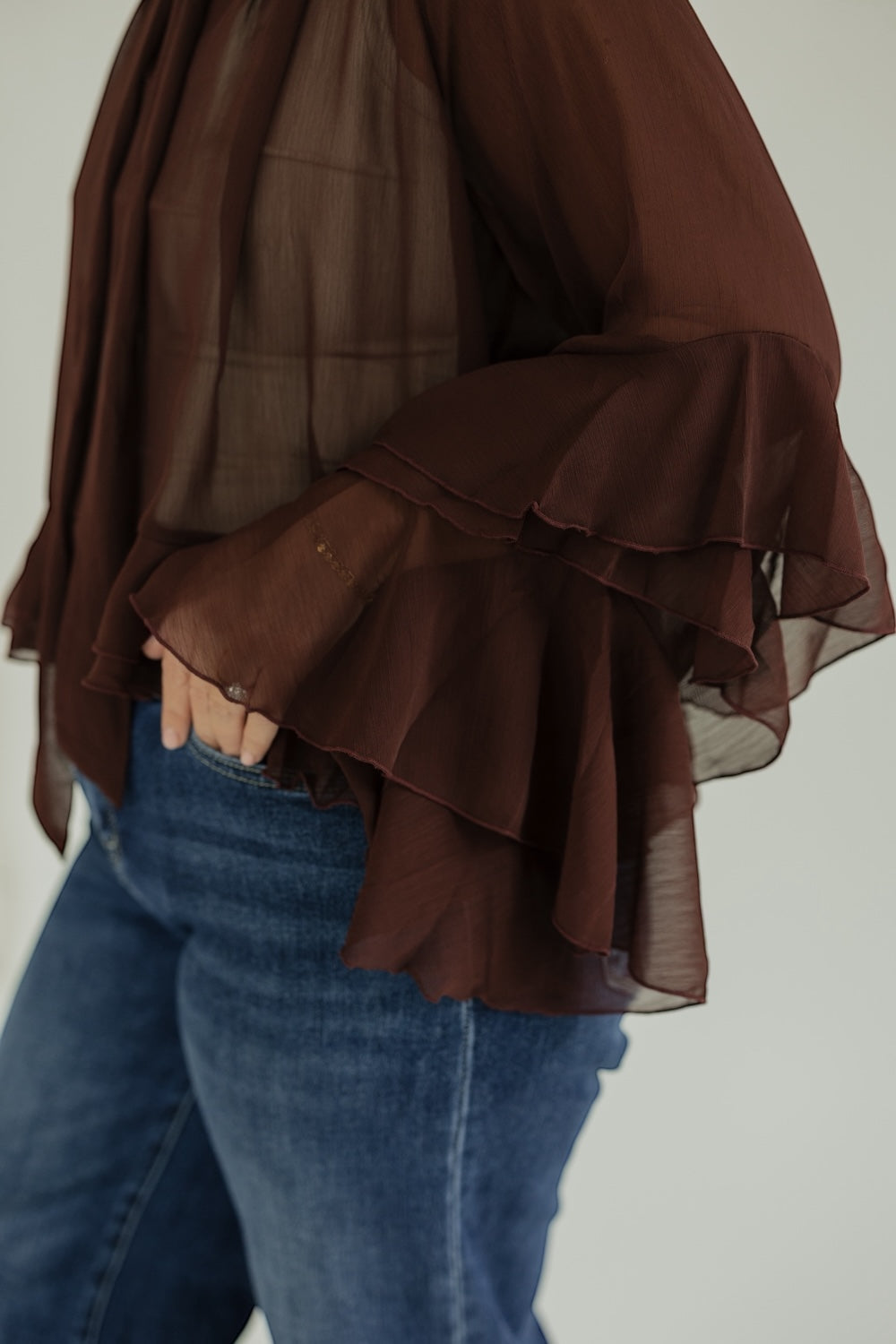Kyle Burgundy Ruffle Top