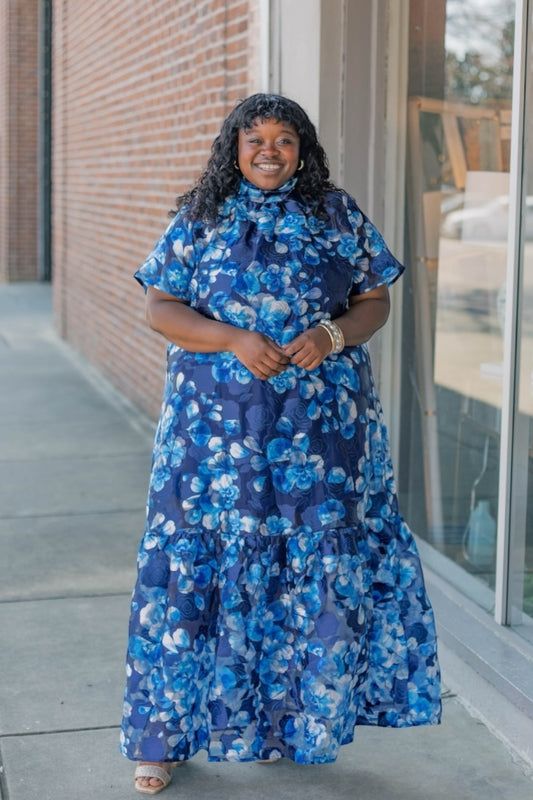 Abay Floral Organza Maxi Dress (S-3XL)