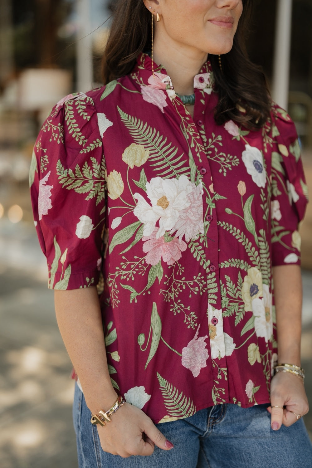 Merlot Floral Button Down (S-2XL)