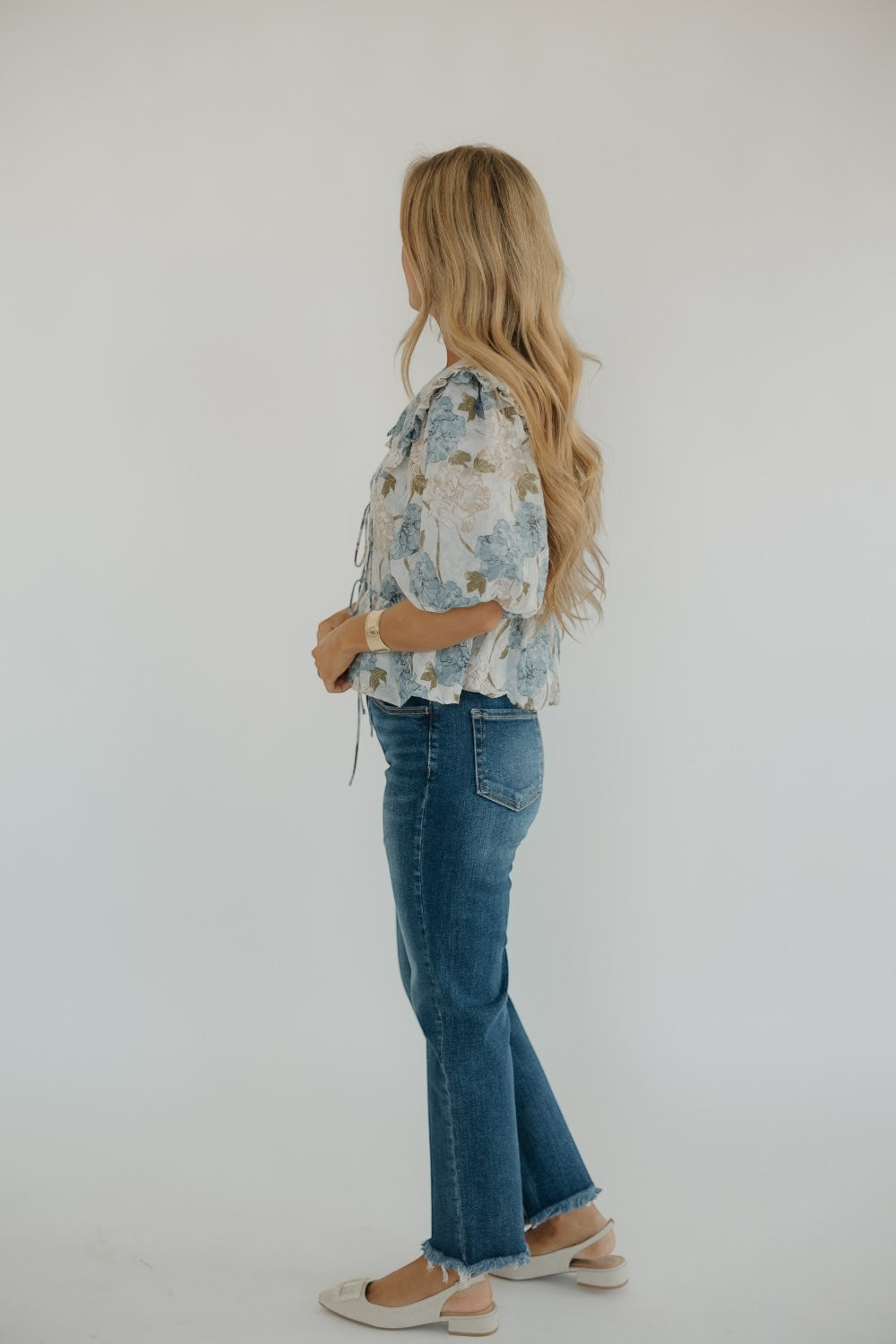 Paige Blue Peony Oversized Collar Blouse