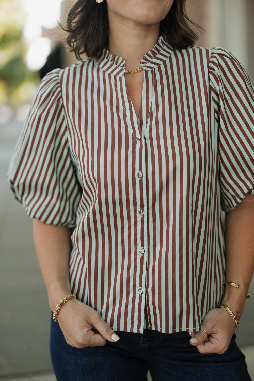 Carla Striped Button Down Top