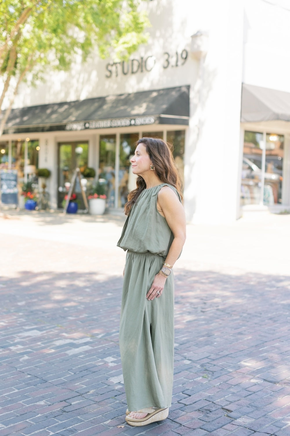 Reid Sage Side Slit Maxi Skirt