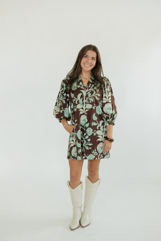 Fran Chocolate Floral Mini Dress