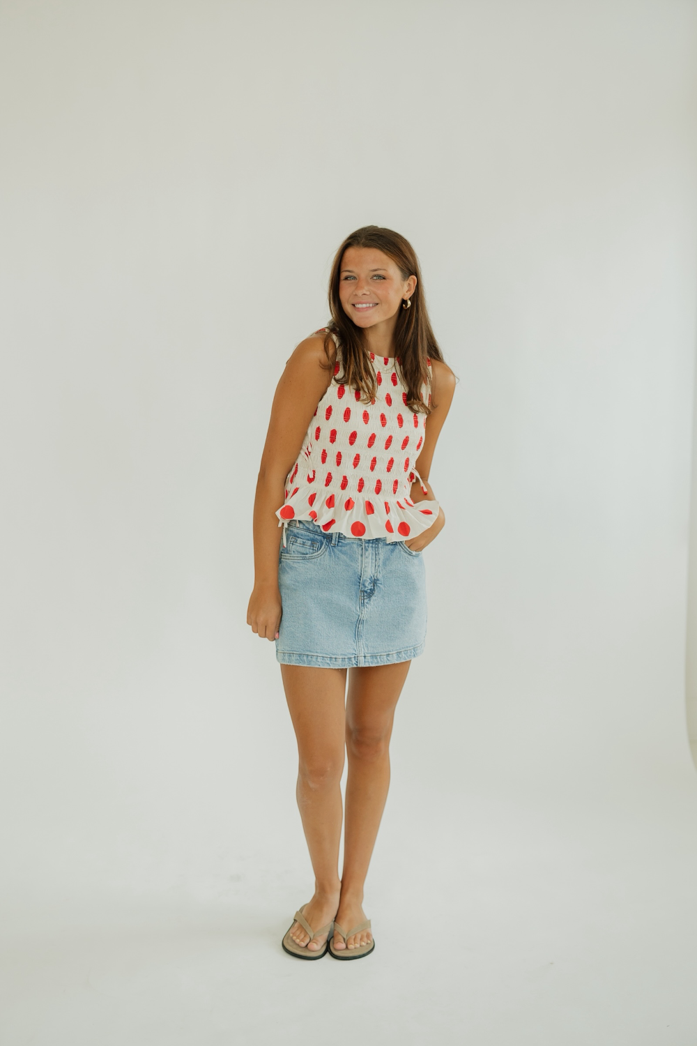 Maeve Red Polka Dot Top