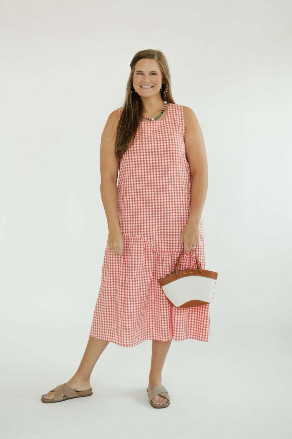 Gracie Red Gingham Midi Dress (XS-XL)