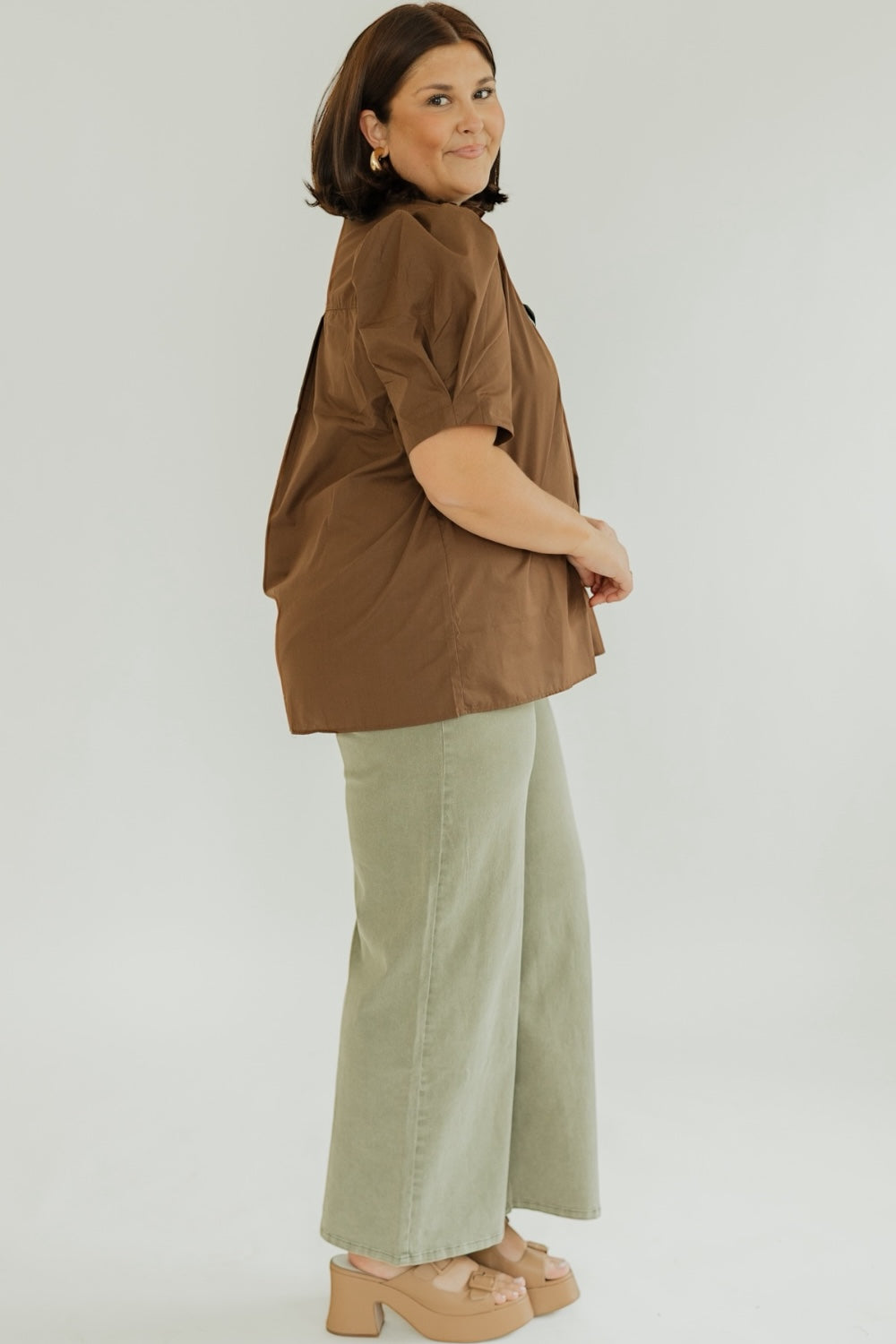 Cammie Brown Button Down Top (S-2XL)