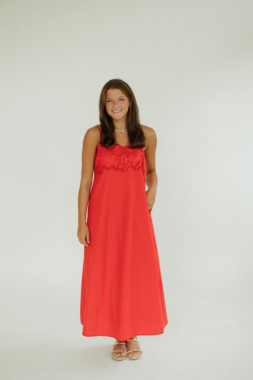 Rey Red Eyelet Maxi Dress