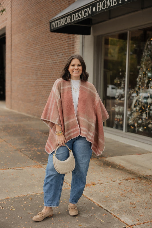 Pink Plaid Whipstitch Wrap