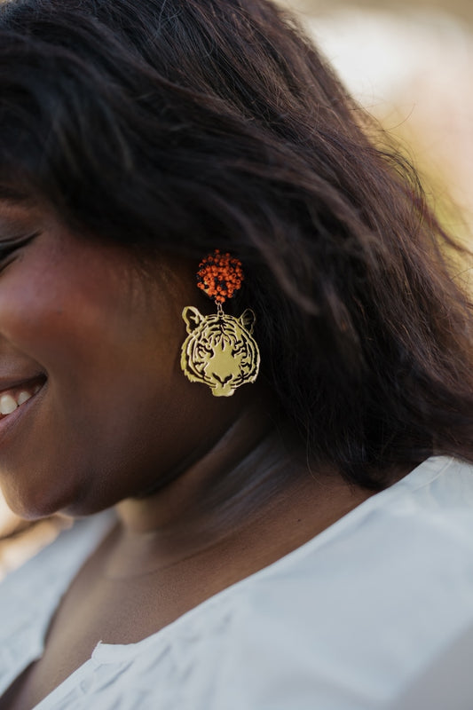AU Tiger Seed Bead Earrings by Michelle McDowell