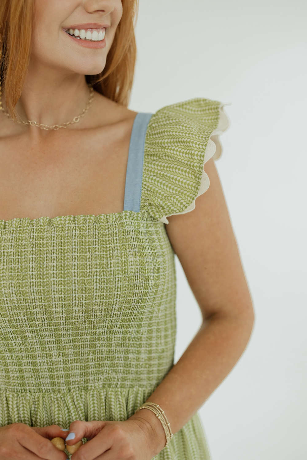 Taylor Green Smocked Tiered Midi Dress (XS-XL)