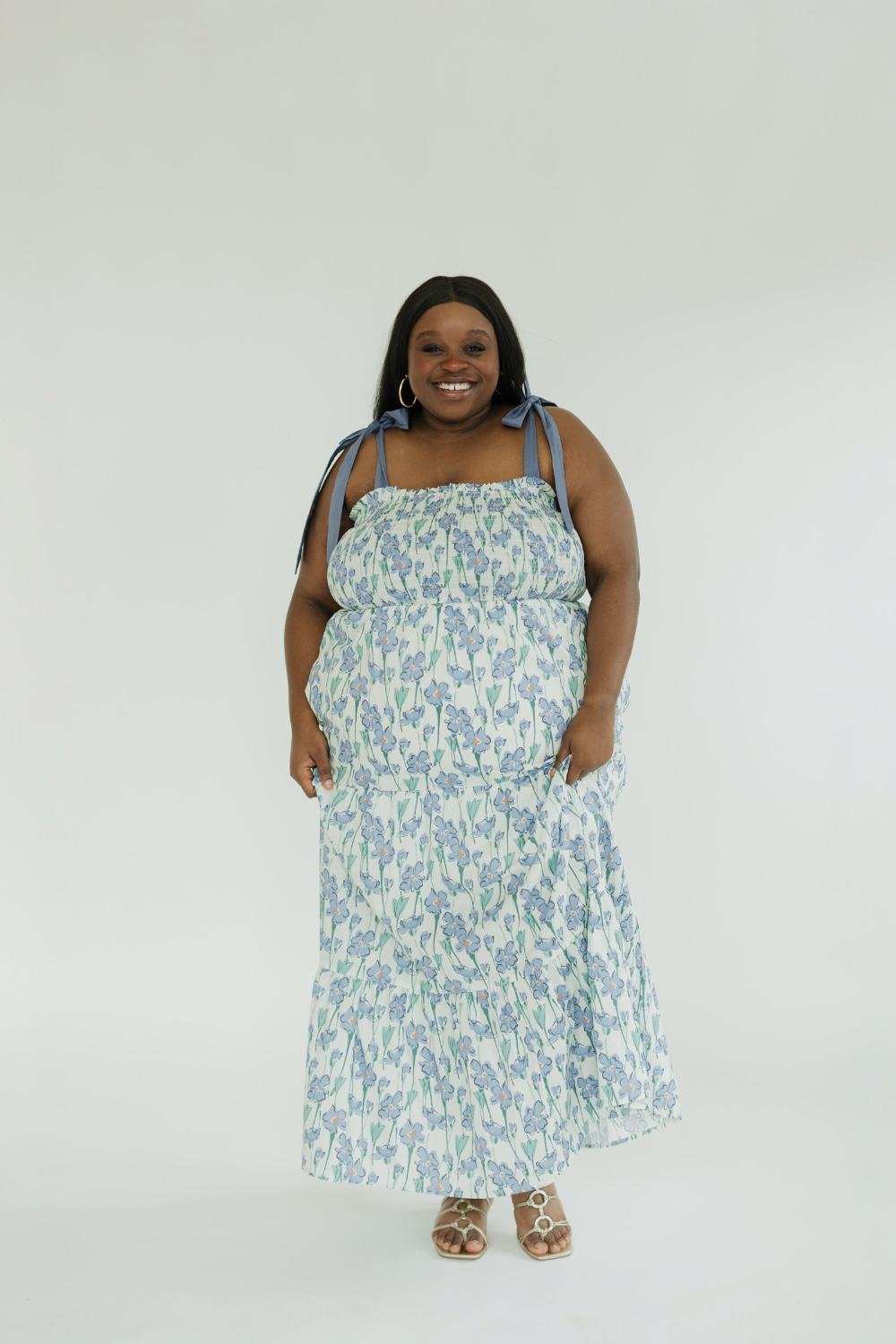 Tilly Floral Tie Sleeve Midi Dress (S-2XL)