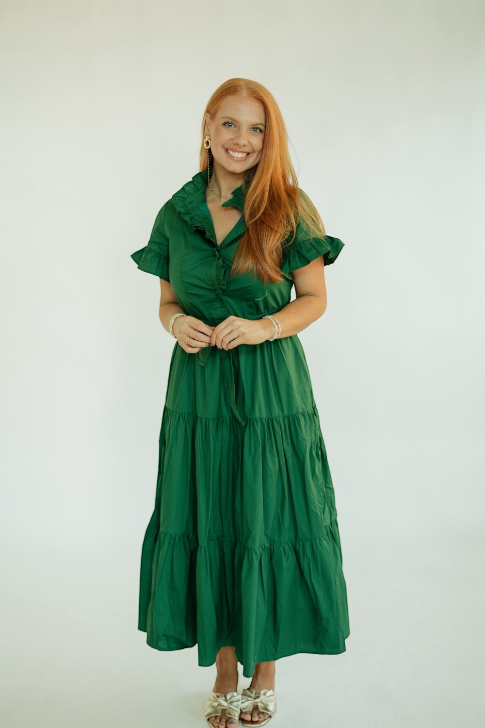Lena Holiday Green Maxi Dress