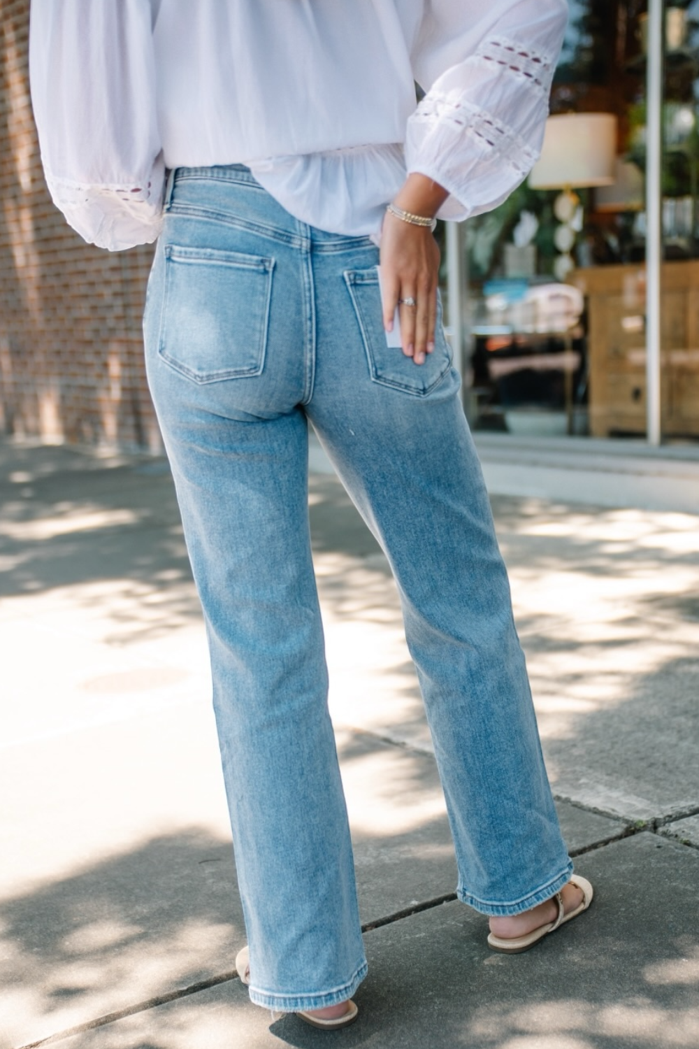 High Rise Slim Wide Light Wash Jean (0-22)