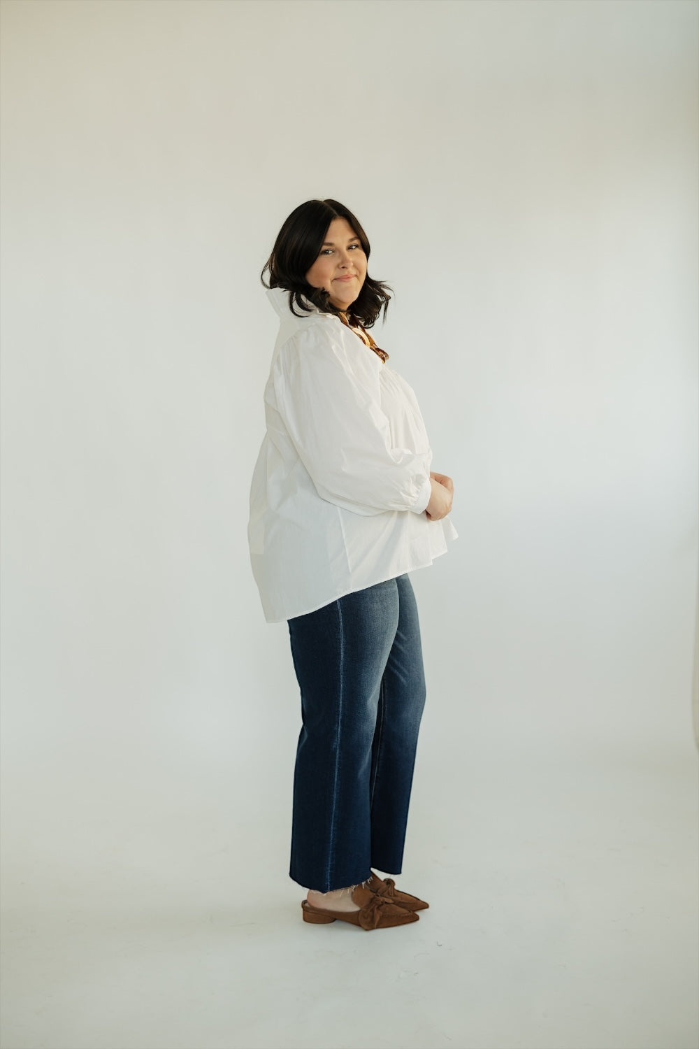 Morgan White Ruffle Collar Top (S-3XL)