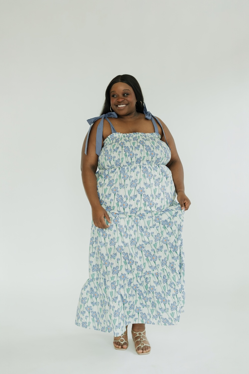 Tilly Floral Tie Sleeve Midi Dress (S-2XL)