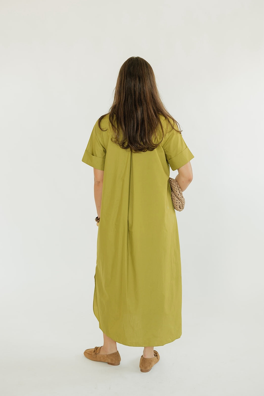 Darly Chartreuse Button Front Midi Dress (S-2XL)