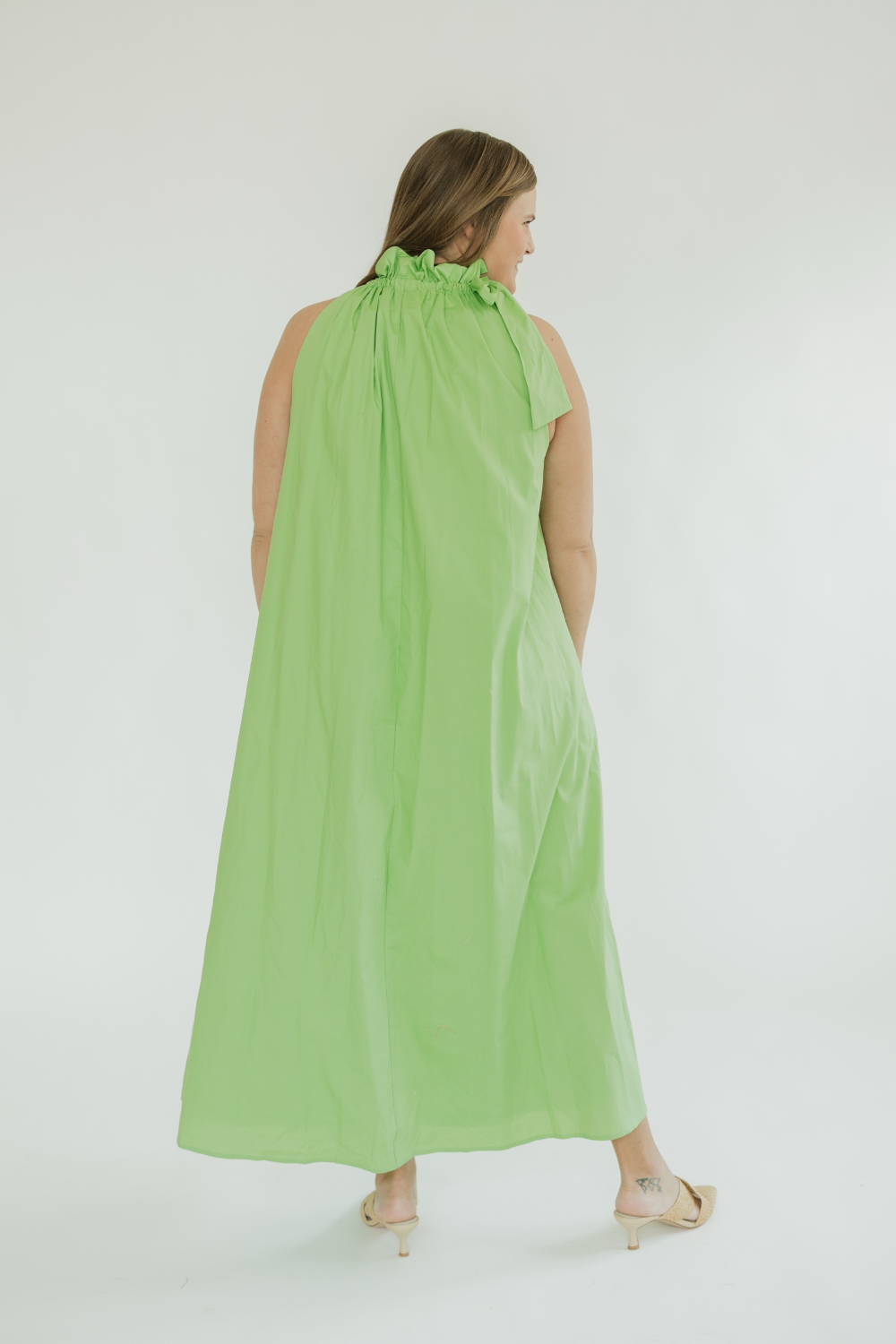 Julia Green Apple Tie Neck Maxi Dress (S-3XL)