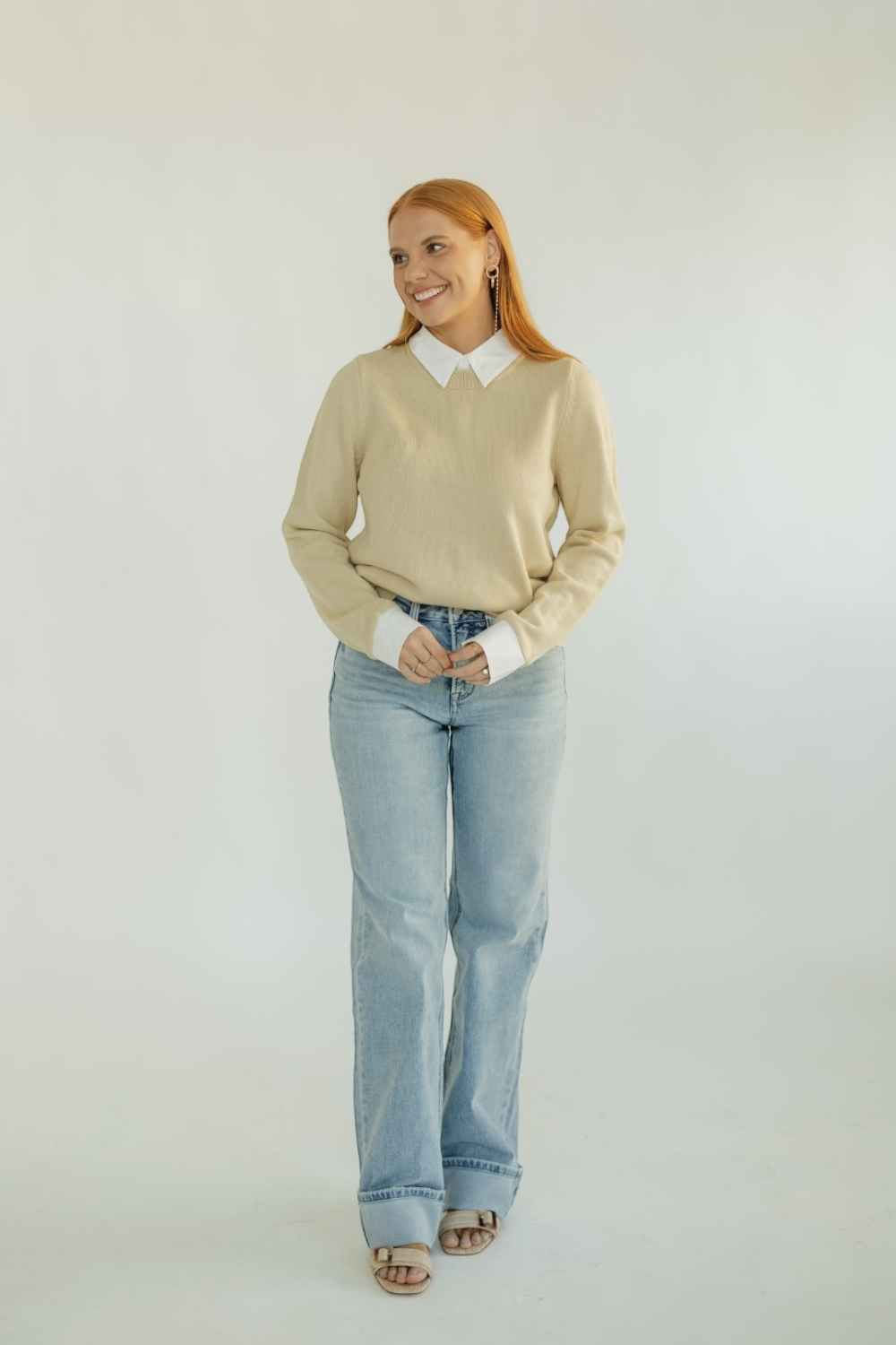 Azira Mix Media Collared Sweater (XS-3XL)