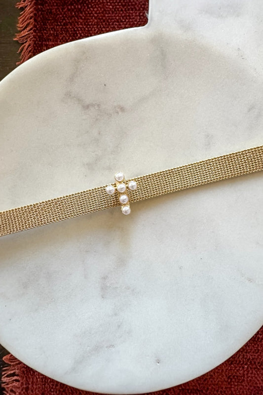 Charm Bar: Pearl Cross Slide Charm