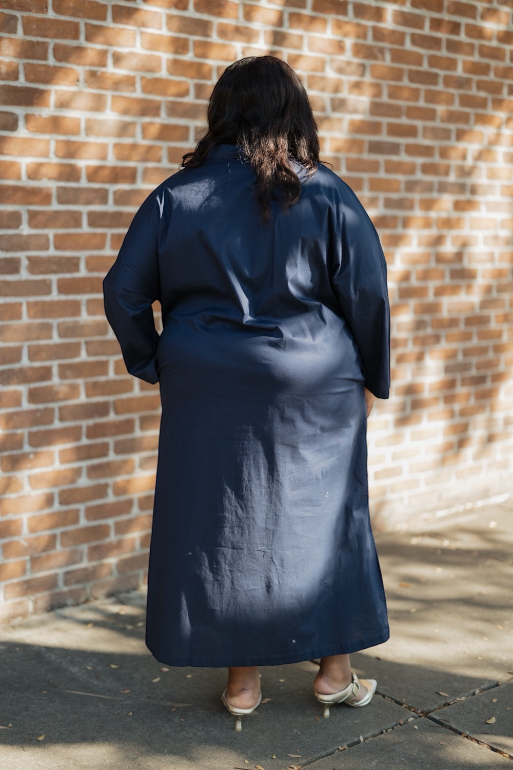 Regan Navy Button Down Maxi Dress (S-3XL)