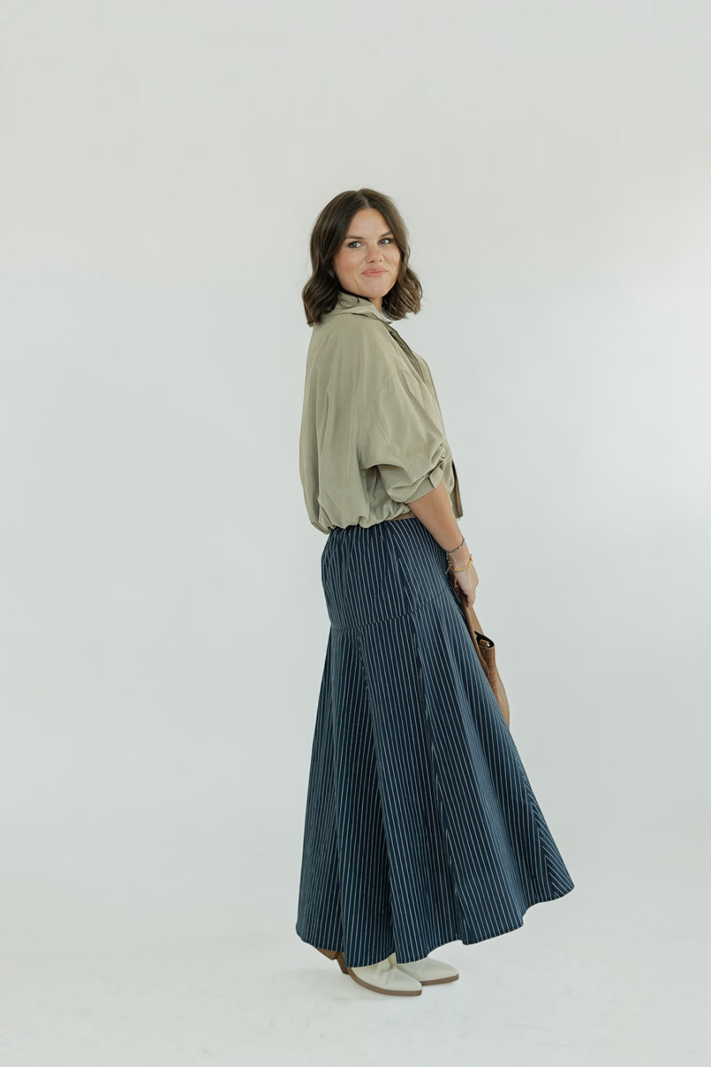 Miriam Navy Stripe Maxi Skirt