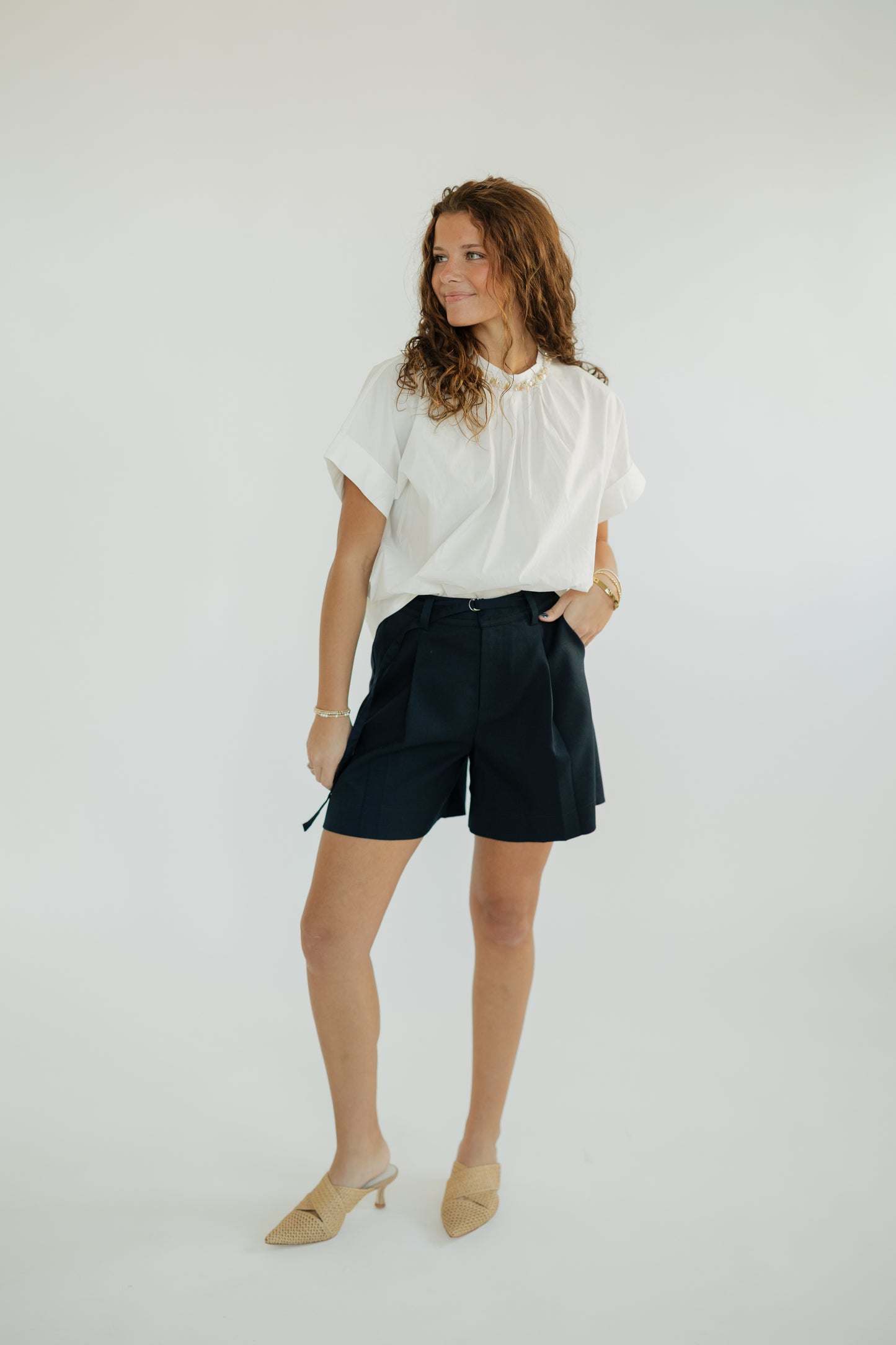 Shelly Shell Neck Detailed White Blouse