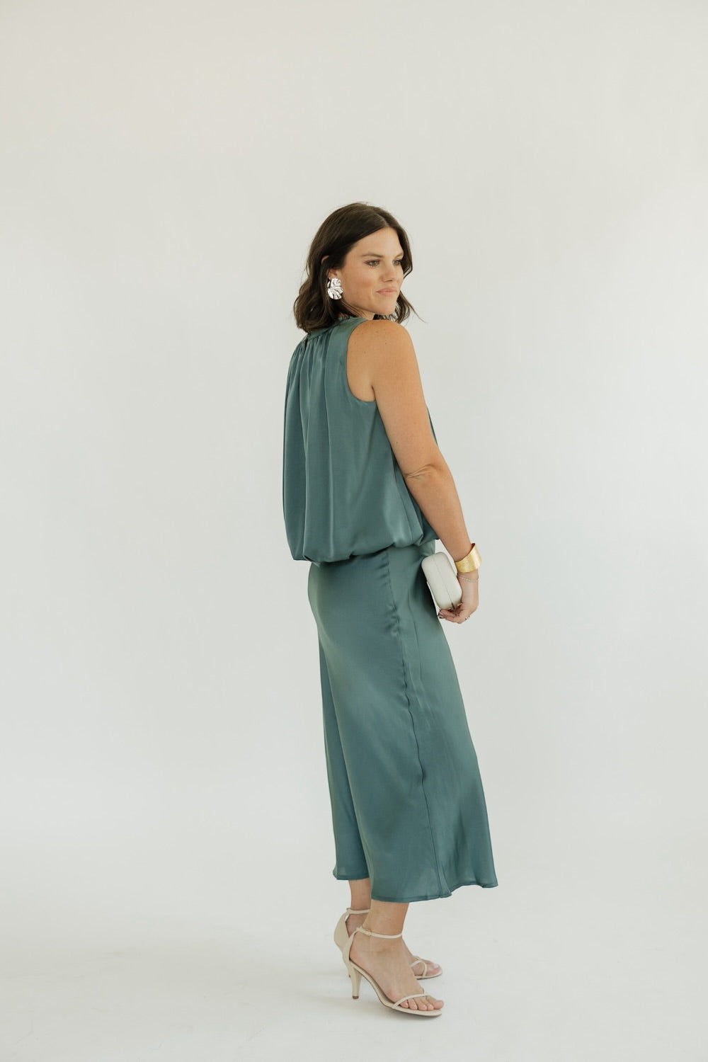 Kiley Teal Satin Bubble Top