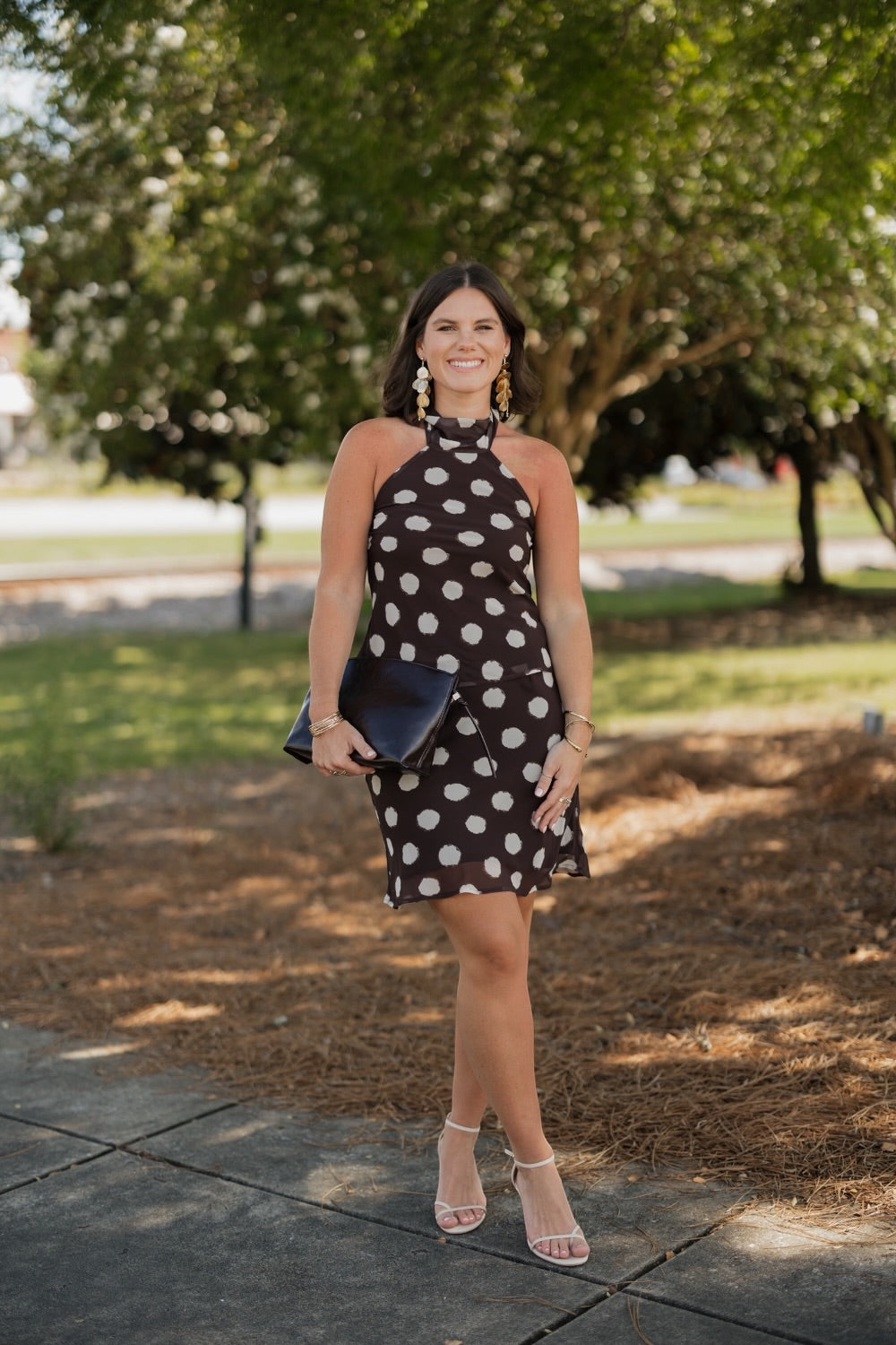 Sully Brown Polka Dot Long Skirt