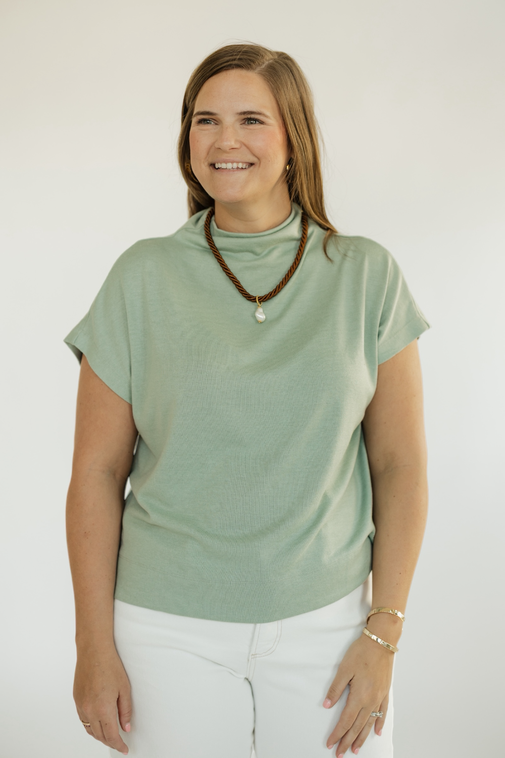 The Noelle Mint Mock Neck Top (S-2XL)