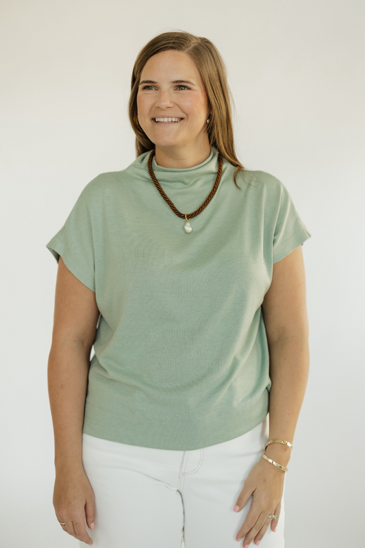 The Noelle Mint Mock Neck Top (S-2XL)
