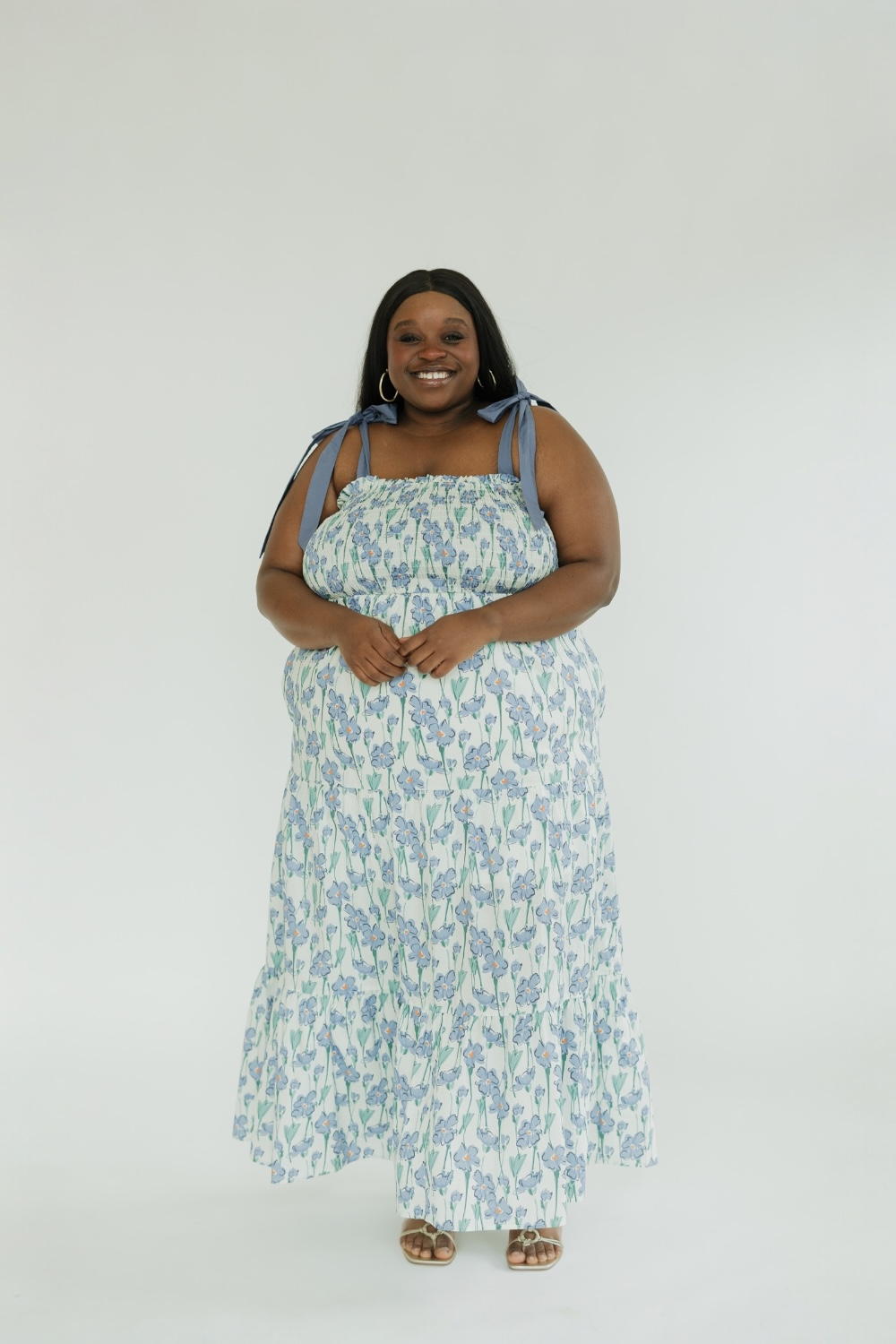 Tilly Floral Tie Sleeve Midi Dress (S-2XL)
