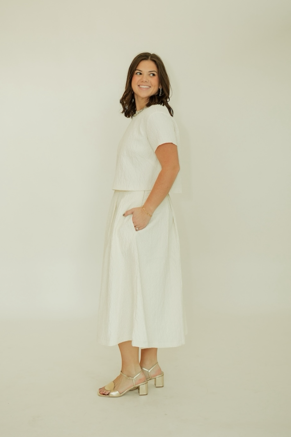 Joan Cream Midi Skirt