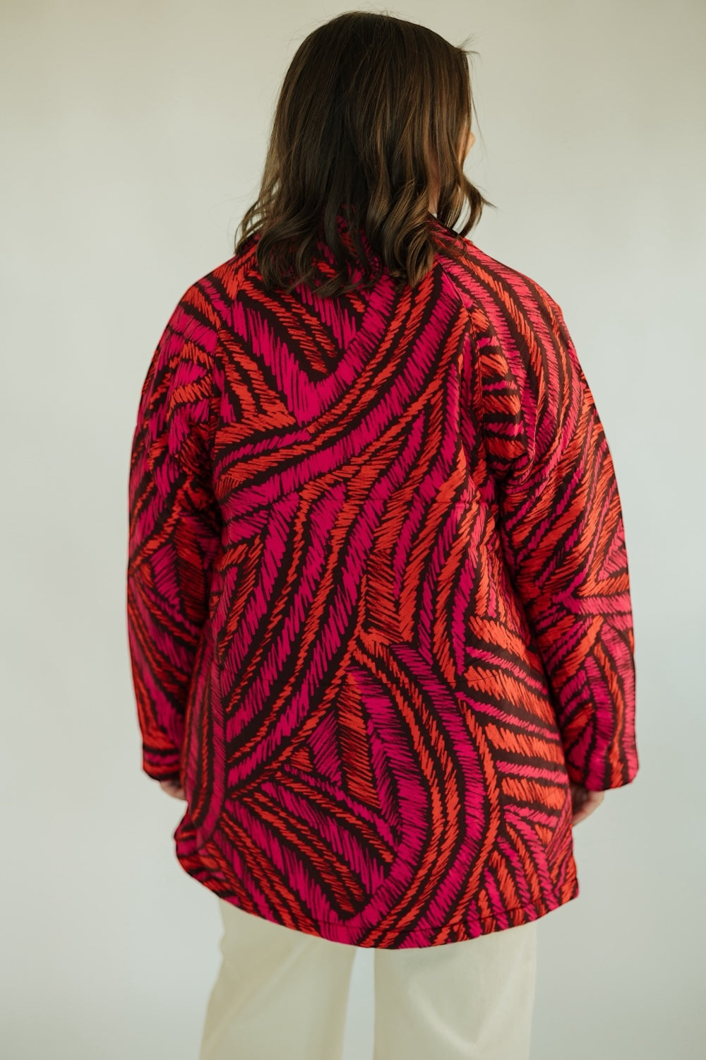 Fedora Pink/Maroon Print Puffer Coat (XS-XL)