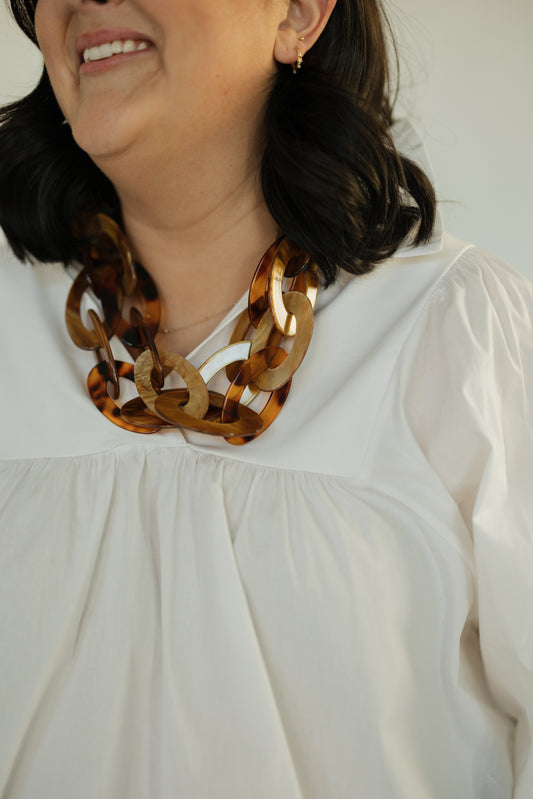 Brown Layered Oval Link Necklace