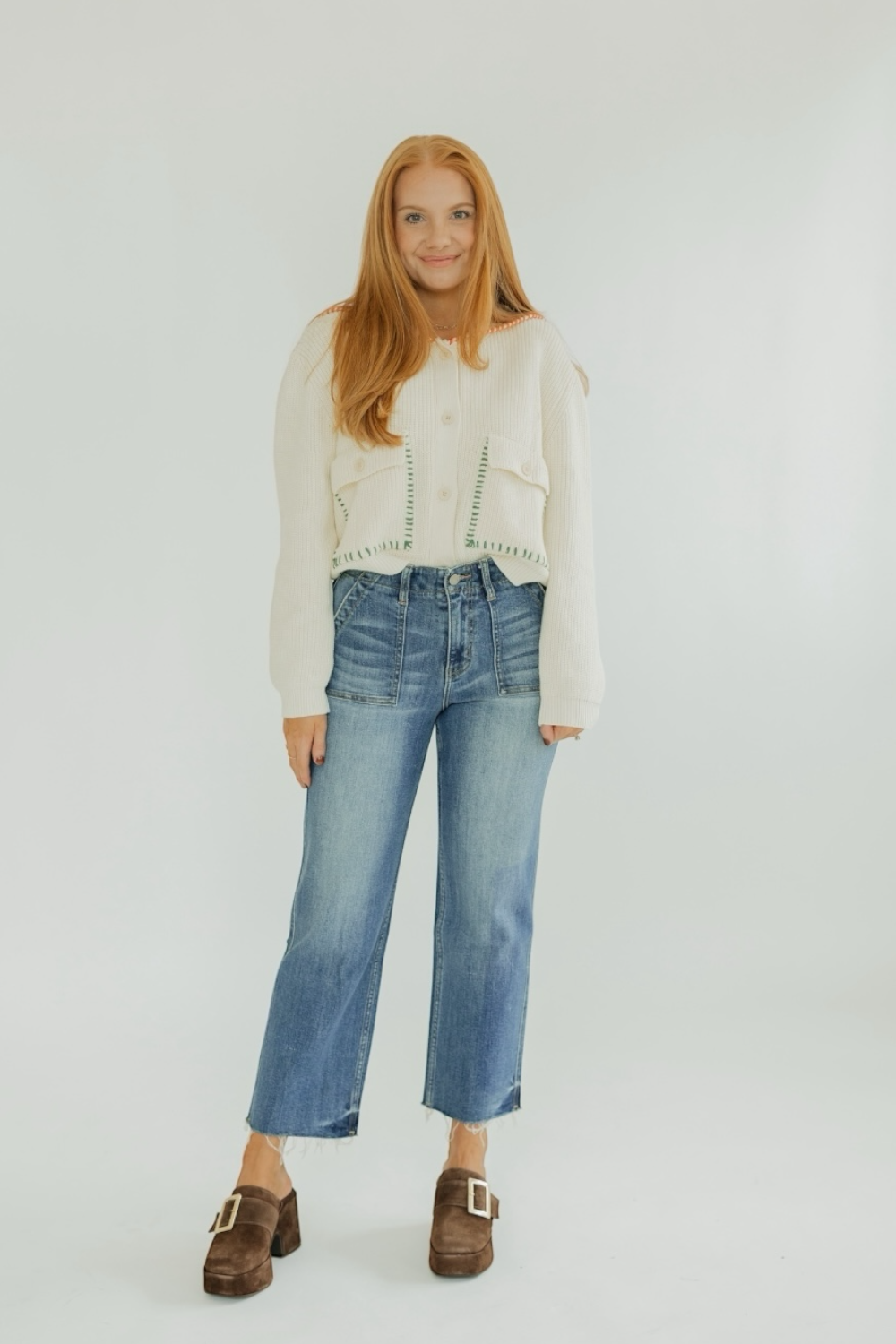 Stella Color Stitch Detail Sailor Collar Cardigan