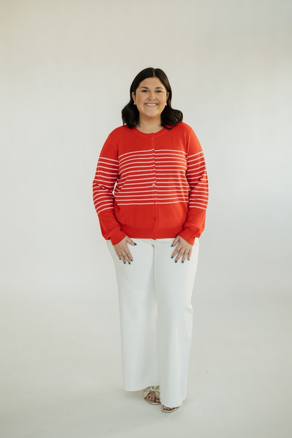 Liz Red/Pink Striped Cardigan (XS-XL)