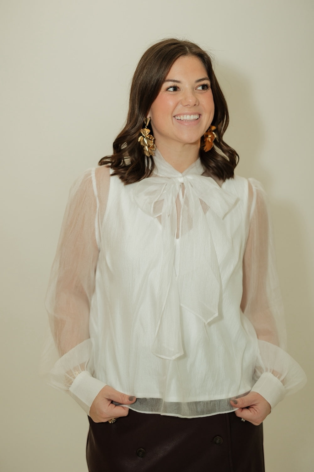 Natasha Sheer Bow Blouse