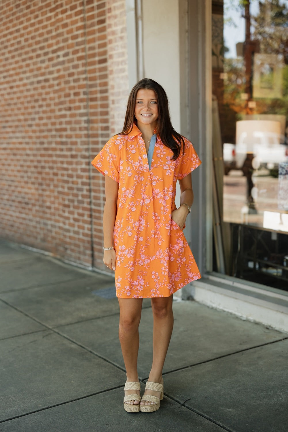Jan Short Sleeve Floral Shift Dress (XS-XL)