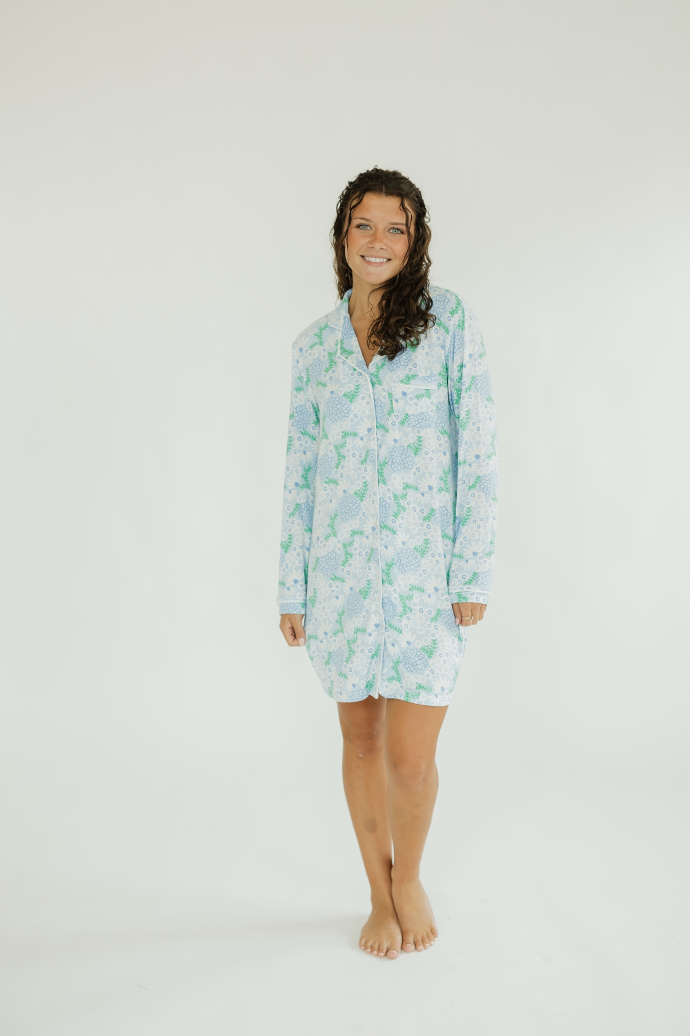 Charlotte Nightshirt in Daisy Chain Blue by Mary Square