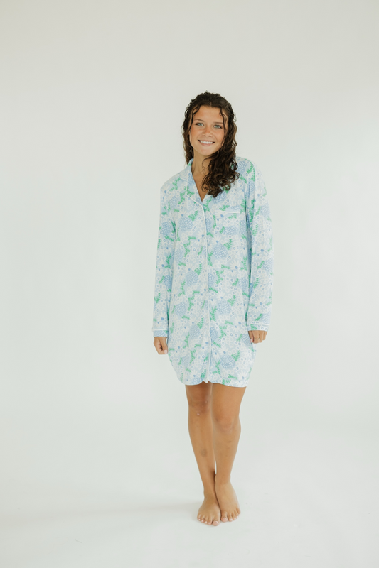 Charlotte Nightshirt in Daisy Chain Blue by Mary Square