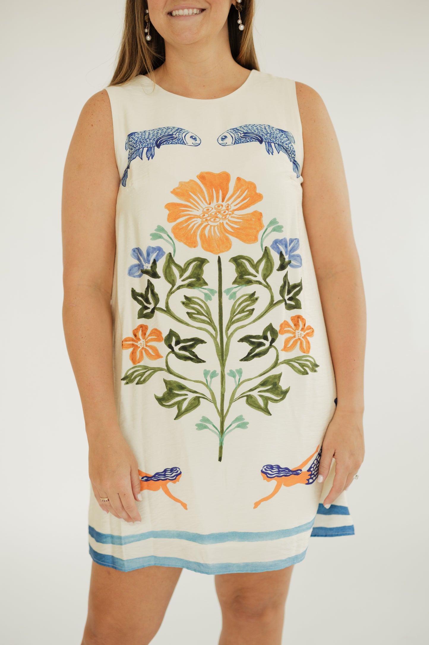 Fish Print Beach Mini Dress (XS-XL)